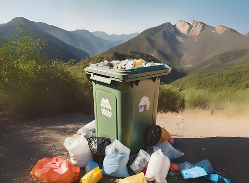 trash bin on the mountain