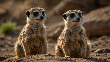 Fototapeta premium Family of meerkats.