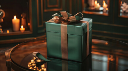 Eye-catching large gift box, beautifully wrapped with ribbon, perfect for Christmas or special occasions.