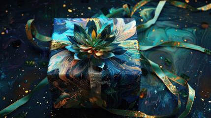 Eye-catching large gift box, beautifully wrapped with ribbon, perfect for Christmas or special occasions.