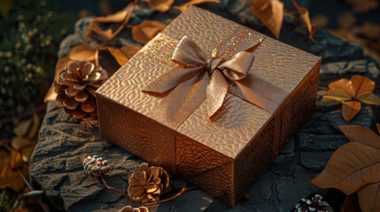 Eye-catching large gift box, beautifully wrapped with ribbon, perfect for Christmas or special occasions.