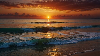 Naklejka premium Fantastic sunset over the sea with vibrant colors.