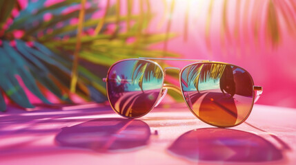 Sunglasses or fashion sunglasses placed on the table,