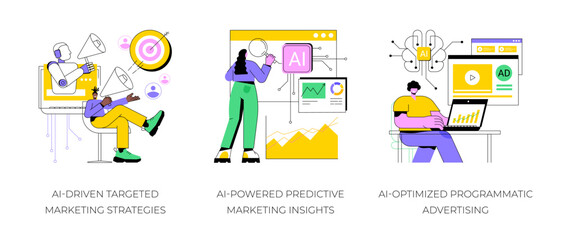 AI in Marketing abstract concept vector illustrations.