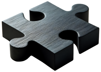 Black Wooden Wood Jigsaw Piece Cutout Isolated Puzzle Shape Game