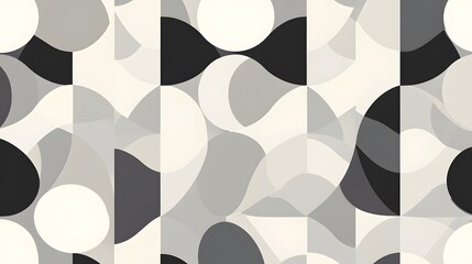 Abstract grayscale pattern of overlapping circles and shapes