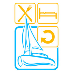 Eat Sleep Sail Repeat Daily Logo Symbols Sailing Design Lover Art Vector Illustration Card T-Shirt Poster Sticker Graphic Print Decorative Drawing Isolated Logo Decoration Symbol Creative Cool Style
