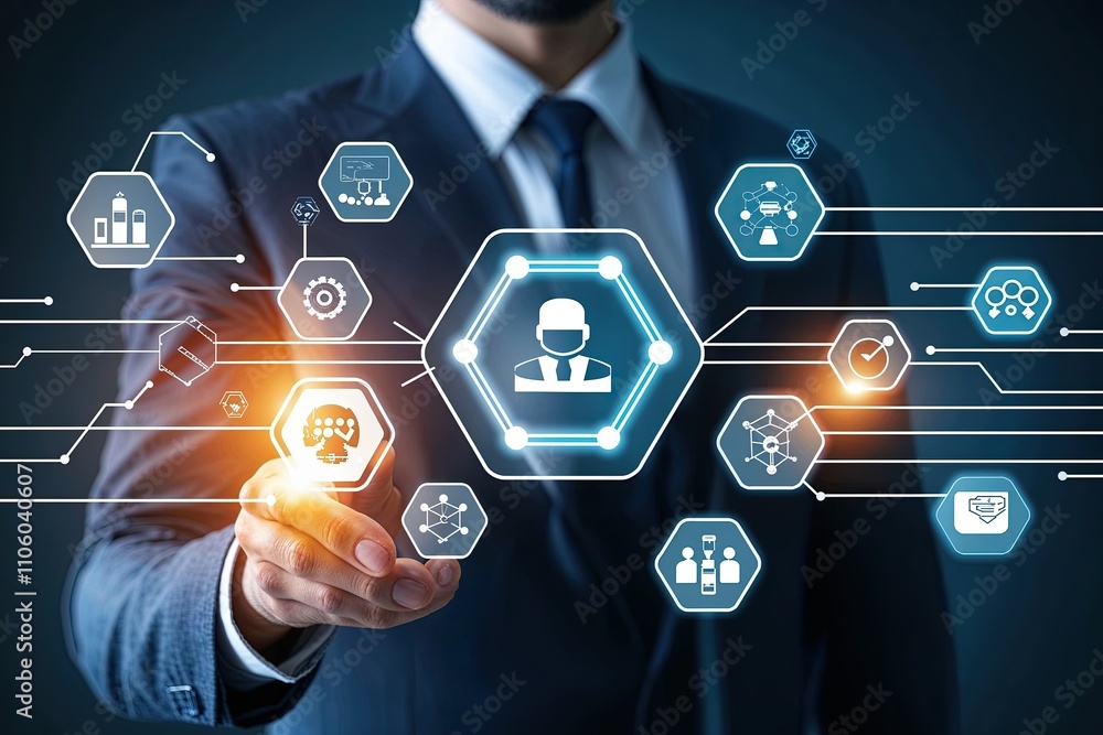 Poster dynamic background of cutting-edge technology networks and hexagonal connections for digital applica