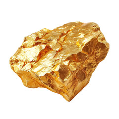 Large Gold Nugget, gold stone - 3D Render - Transparent PNG
