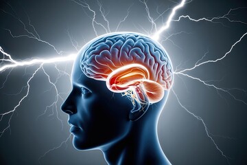 Obraz premium Understanding the Impact of Thunderstorms on Human Brain Health Psychological Stress Migraines and Anxiety Effects