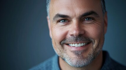 A close-up portrait of a man in his 40s with a warm smile, showcasing experience and wisdom