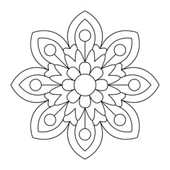 Radiant Floral Blossoming Beauty Coloring book mandala page for kids, vector file