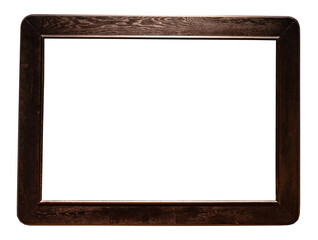 wide brown flat wooden painting frame isolated