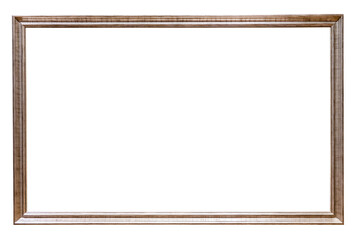 narrow silver wooden painting frame isolated