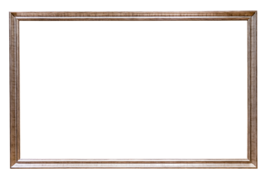 narrow silver wooden painting frame isolated