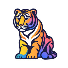 Obraz premium Colorful Cartoon Tiger Icon - Transparent PNG