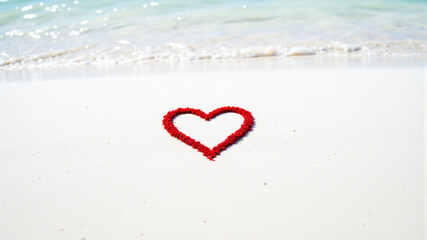 Fototapeta premium Romantic Beach Heart Art: A Symbol of Love and Connection