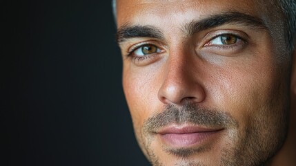 Fototapeta premium A close-up studio portrait of a man with an engaging gaze, perfect for lifestyle branding