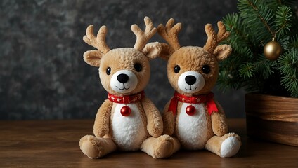 Fototapeta premium Festive reindeer plush for the holidays.