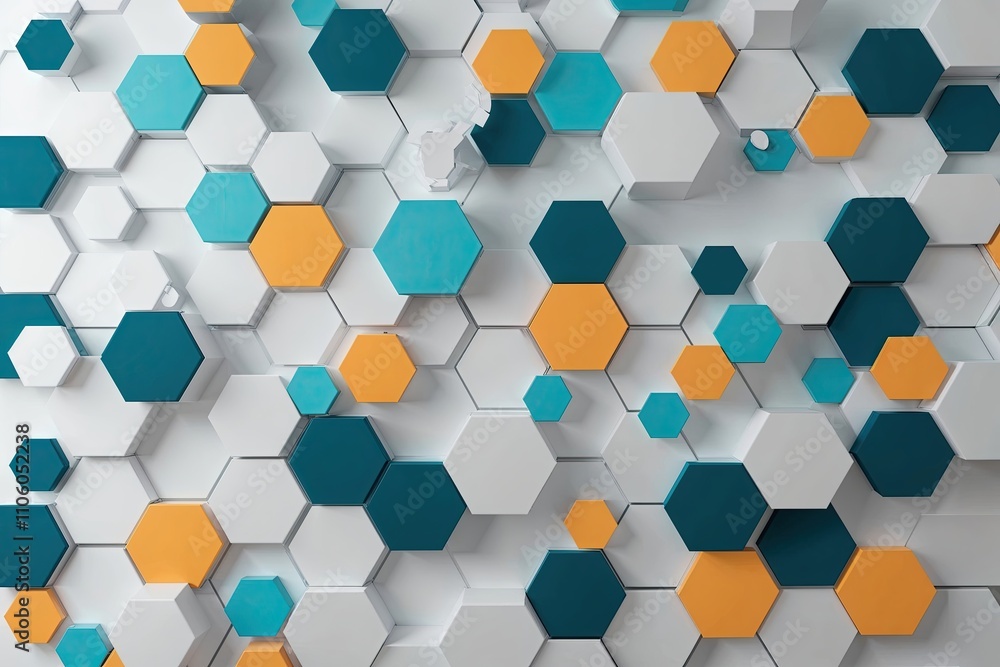 Poster revolutionary healthcare design with abstract hexagon patterns in medicine and science
