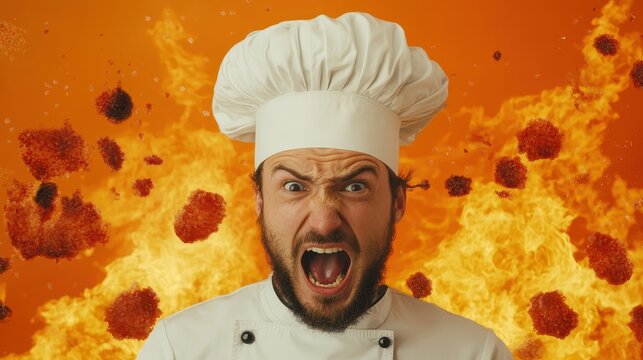 Culinary chaos chef's fiery reaction in an explosive cooking showdown