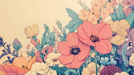 Pastel Floral Bouquet Artistic Render of Blossoms