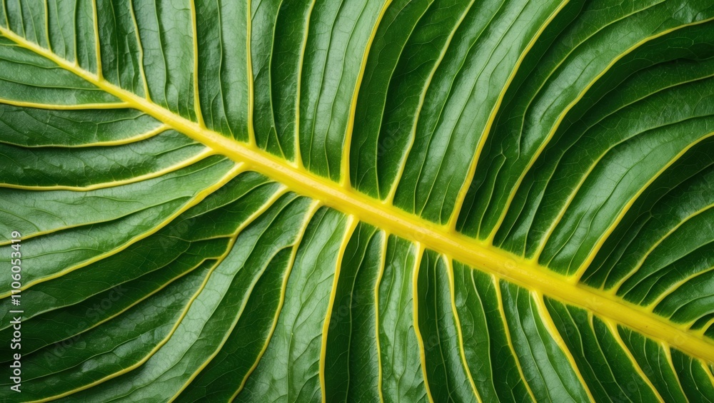 Poster closeup of tropical leaf with distinctive vein patterns and texture