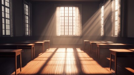 Embracing stillness sunlit abandoned classroom photography and the warmth of learning nostalgia