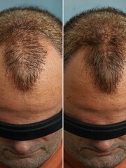 Naklejka premium Final before-and-after of hair restoration results.
