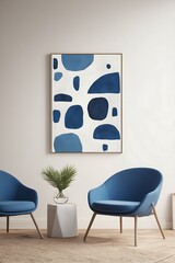 Serene Blue Abstract Art in a Modern Living Room