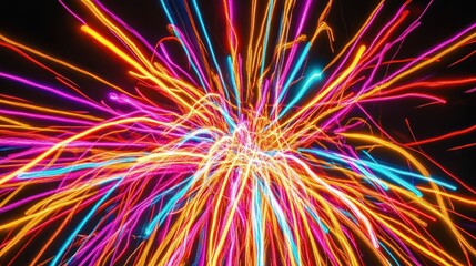 Vibrant Light Trails Exploding In A Colorful Display