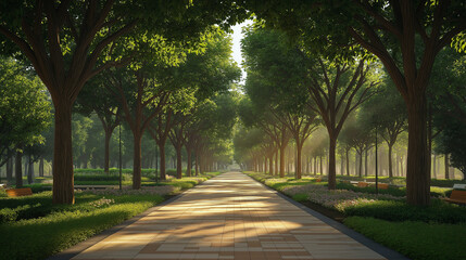 Obraz premium alley in the park morning 