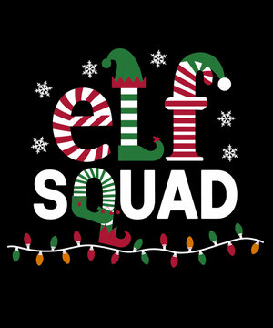 Elf squad funny Christmas illustration