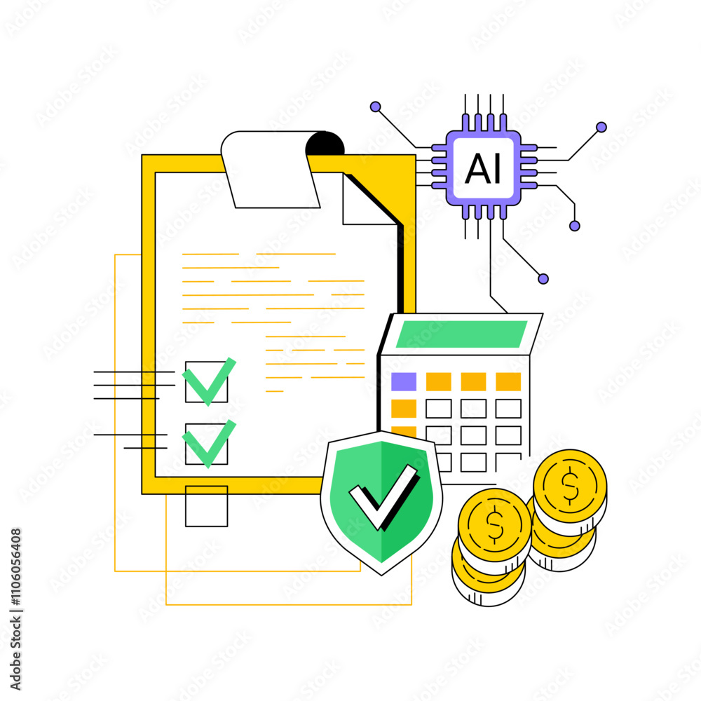 Poster ai-streamlined claims processing abstract concept vector illustration.