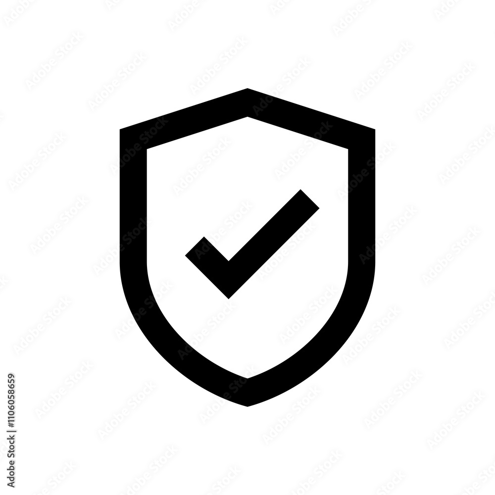 Wall mural shield with check mark icon isolated on transparent background, shield with check mark png