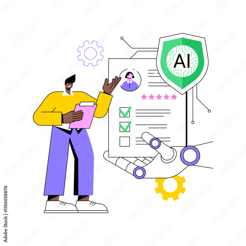 Poster ai-analyzed customer behavior abstract concept vector illustration.