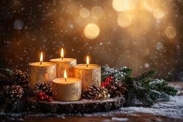 Obituaries. Fourth Advent: Candlelight Panorama Background for Christmas and Religion