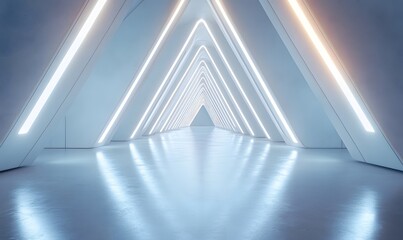 Obraz premium A modern white corridor transformed into a virtual reality experience