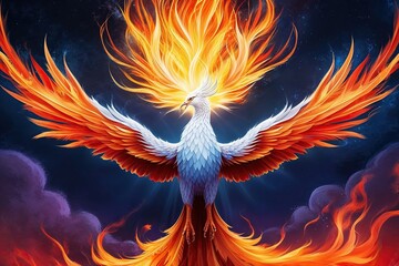 Fototapeta premium Fiery Brilliance of a Shining Phoenix in an Illustrative Vision