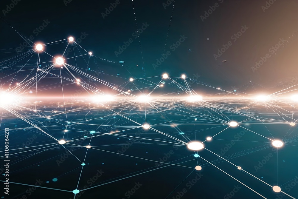 Aufkleber ethereal technology lines and dots formation: conceptualizing digital interaction and big data trend