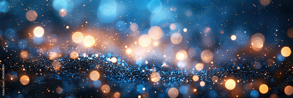Poster Bright and colorful bokeh lights create a magical atmosphere in a dark environment, blending vivid hues during a nighttime display