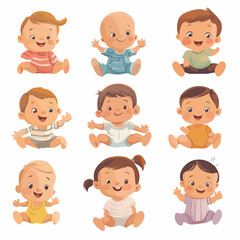Fototapeta premium Adorable Group of Babies Characters Vector Illustration
