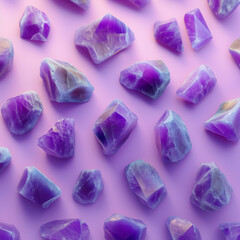 Naklejka premium Amethyst rocks in muted colors arranged in geometric patterns