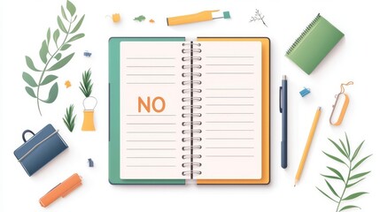 Creative workspace with open notebook design.