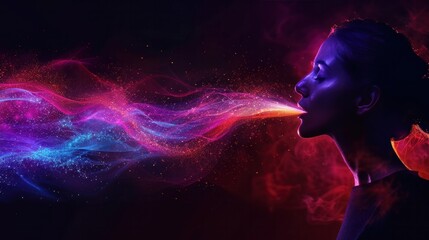 Surreal abstract and captivating visual of colorful smoke or vapor swirling and flowing in a mesmerizing ethereal and energetic display  This image evokes a sense of imagination mystery