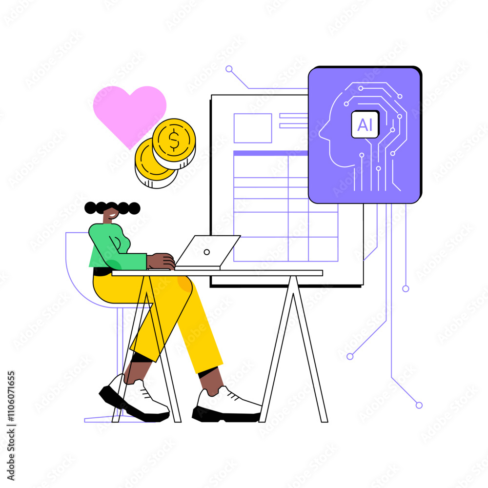 Poster ai-optimized grant application review abstract concept vector illustration.