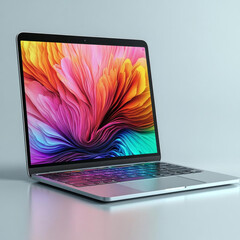 photostock of MacBook Pro Laptop and iPhone 13 smartphone in 3D rendered illustration on white background in minimal style for mockup and responsive website