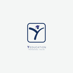 Letter Y Education Logo Initial Graduation Cap Concept. Graduation logo with letter vector Template
