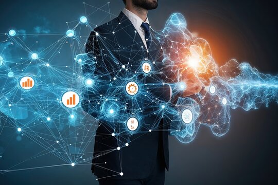 Elegant Digital Background of Modern Networks and Advanced Data Visualization