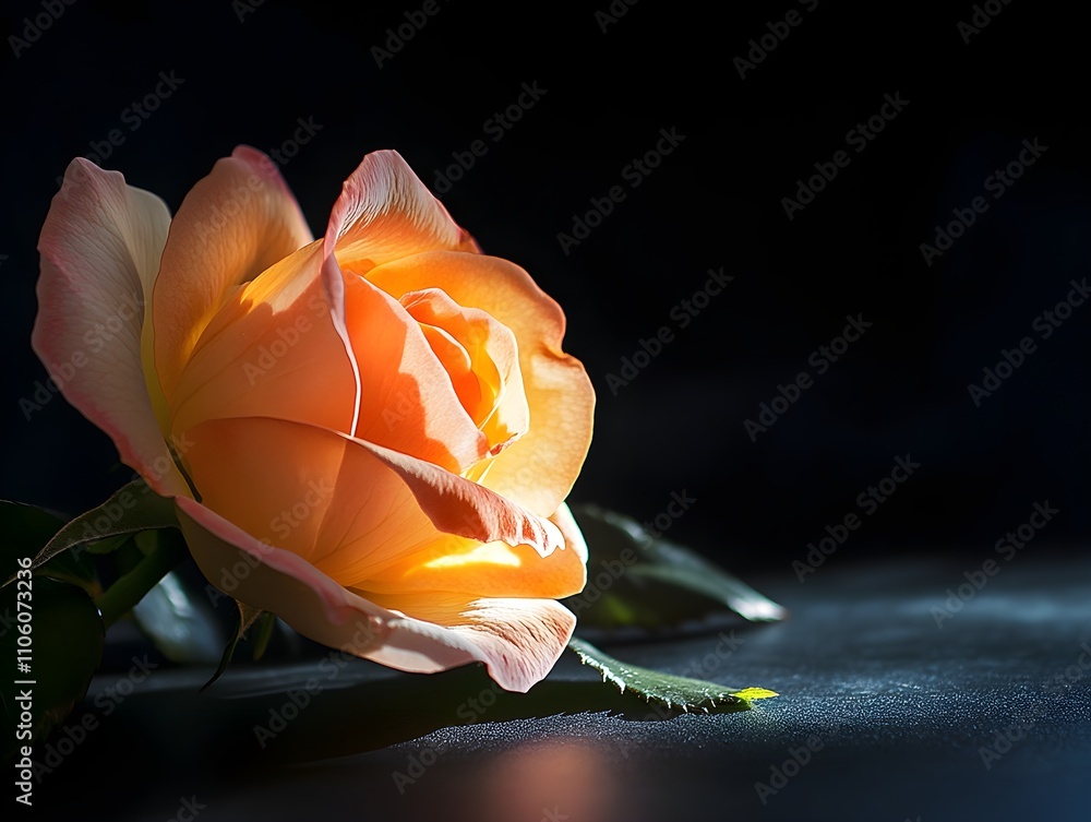 Poster beautiful rose bloom with soft light display